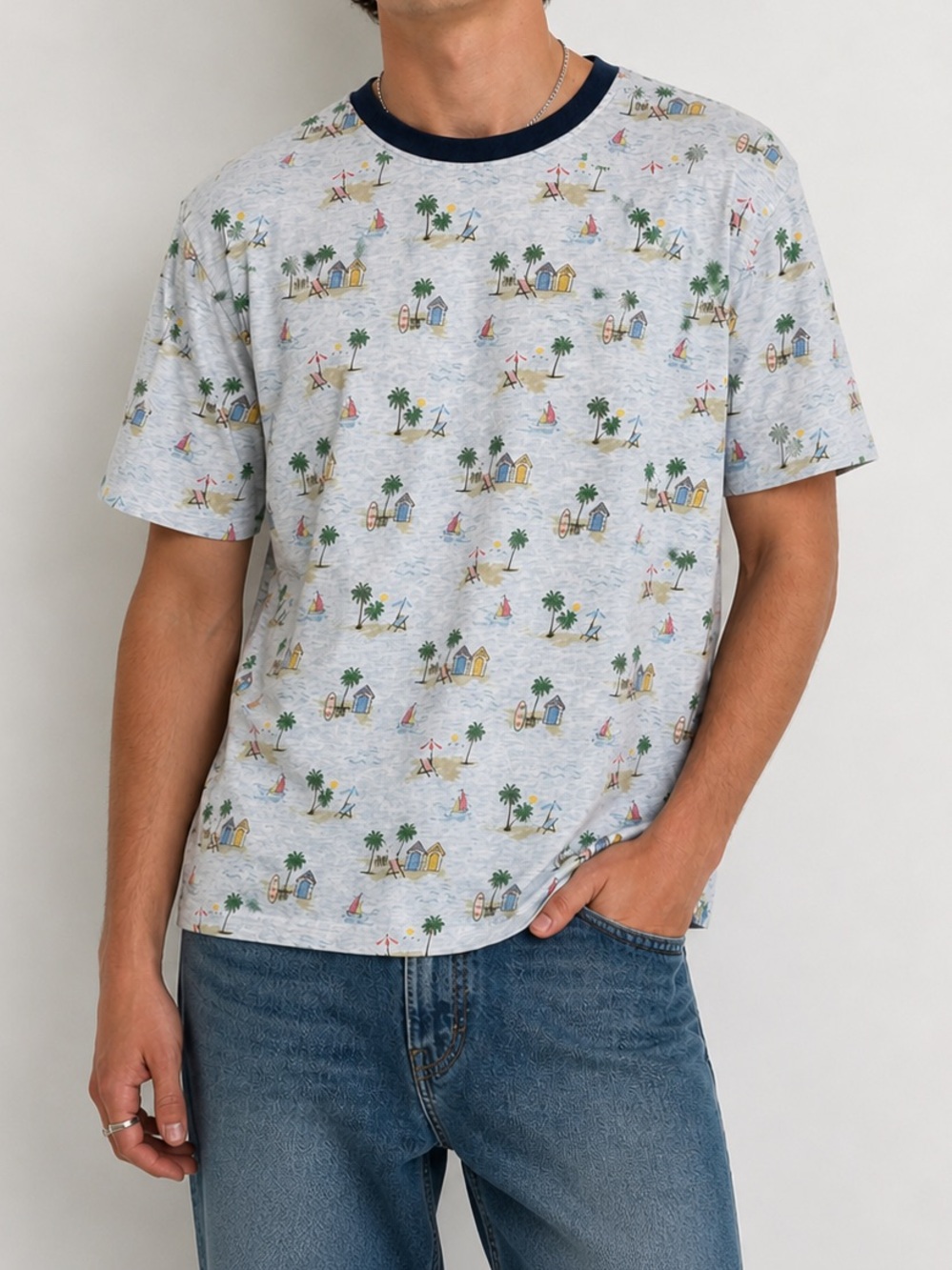 Free Planet L Shirt Short Sleeve Crew Neck Hawaiian Organic Cotton Beach Vavat